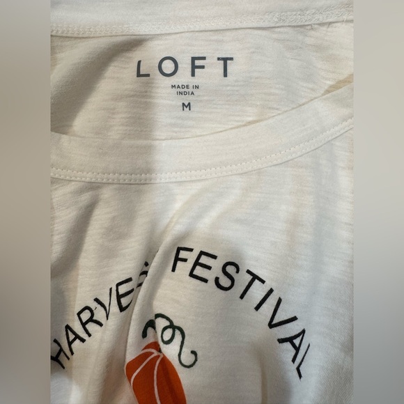 LOFT Cotton Cream Harvest Festival Tee size Medium - Picture 7 of 8